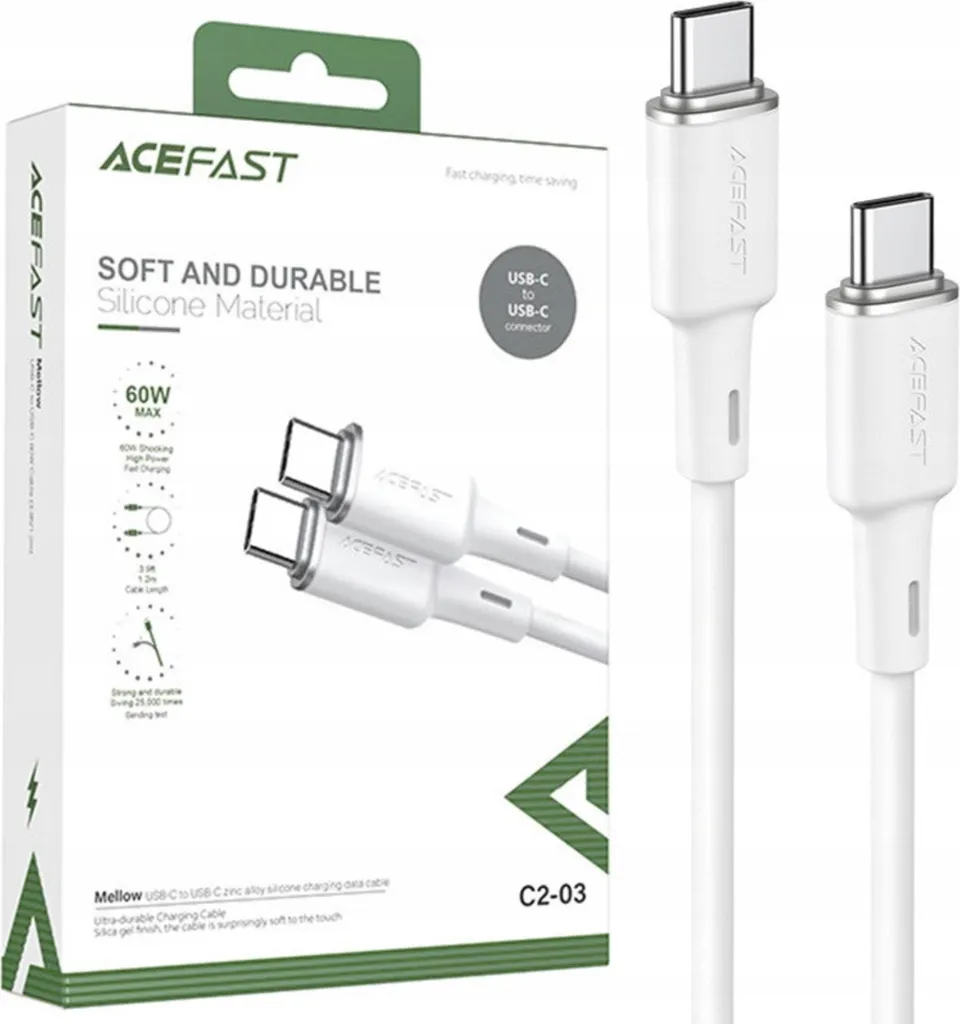 Acefast C2-03 Cavo USB-C PD 60W Quick Charge 3A - 1.2m Silicone Skin-Friendly