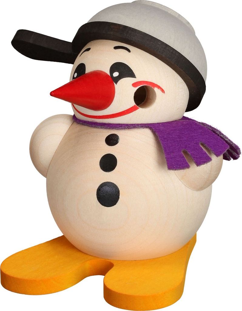 Cool-Man mit Ski & Pfanne - Kugelräucherfigur (9cm) Räuchermann von Seiffener Volkskunst