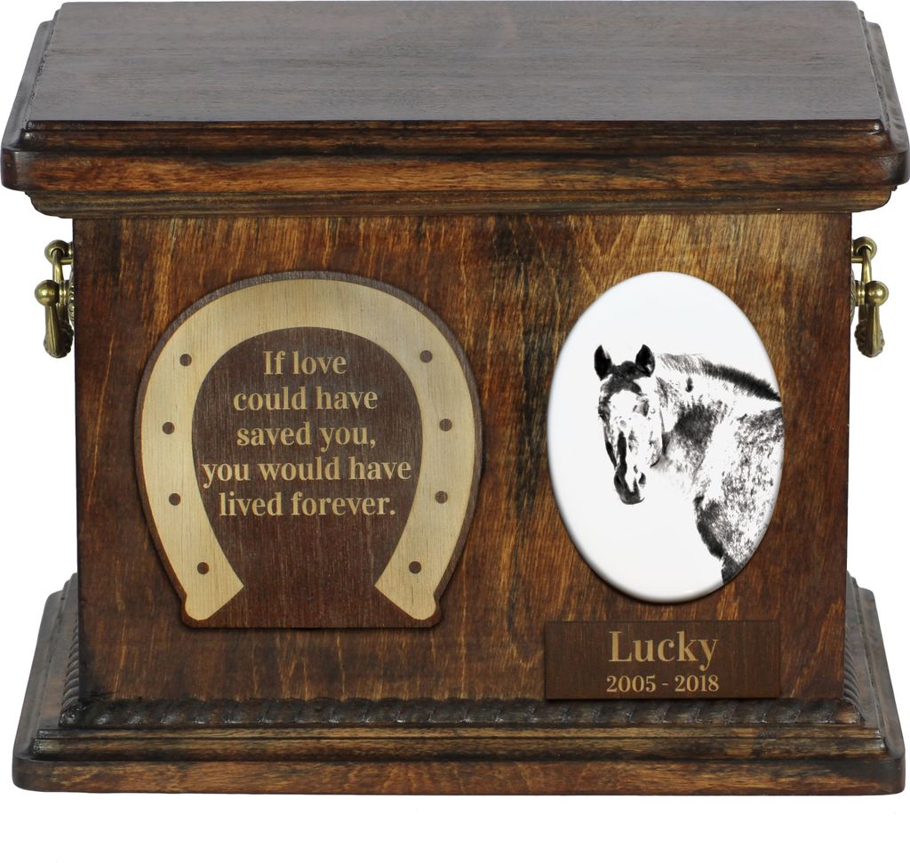 Appaloosa - Eine Urne für die Asche eines Pferdes, eine Urne für ein Pferd mit Foto, personalisierte Tierasche-Box von Art-Dog.