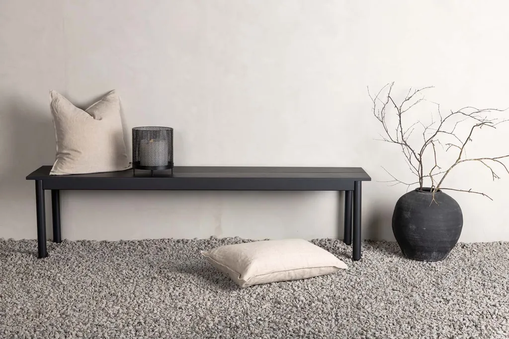 Banc Extérieur Modena Noir Résistant aux UV - Style Minimaliste Chic