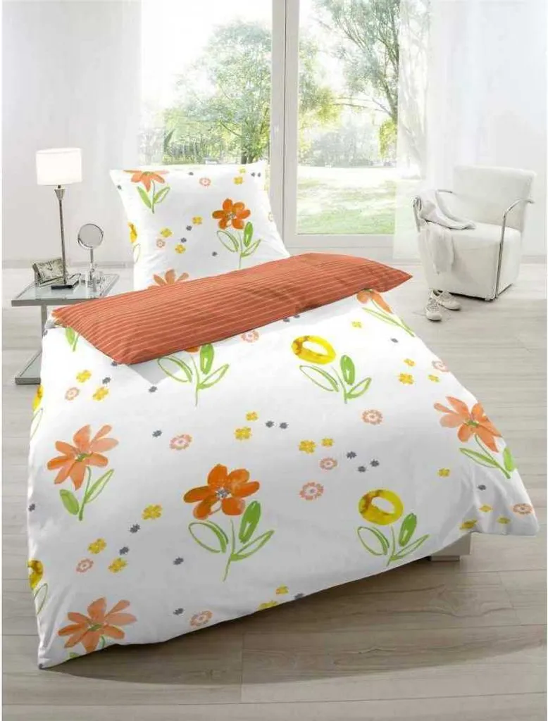 Ensemble de literie Magita 155x220 floral orange pour un sommeil de rêve