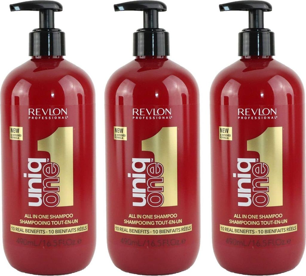 Revlon Uniq One All in One 3 x 490 ml Shampoo für jeden Haartypen Set