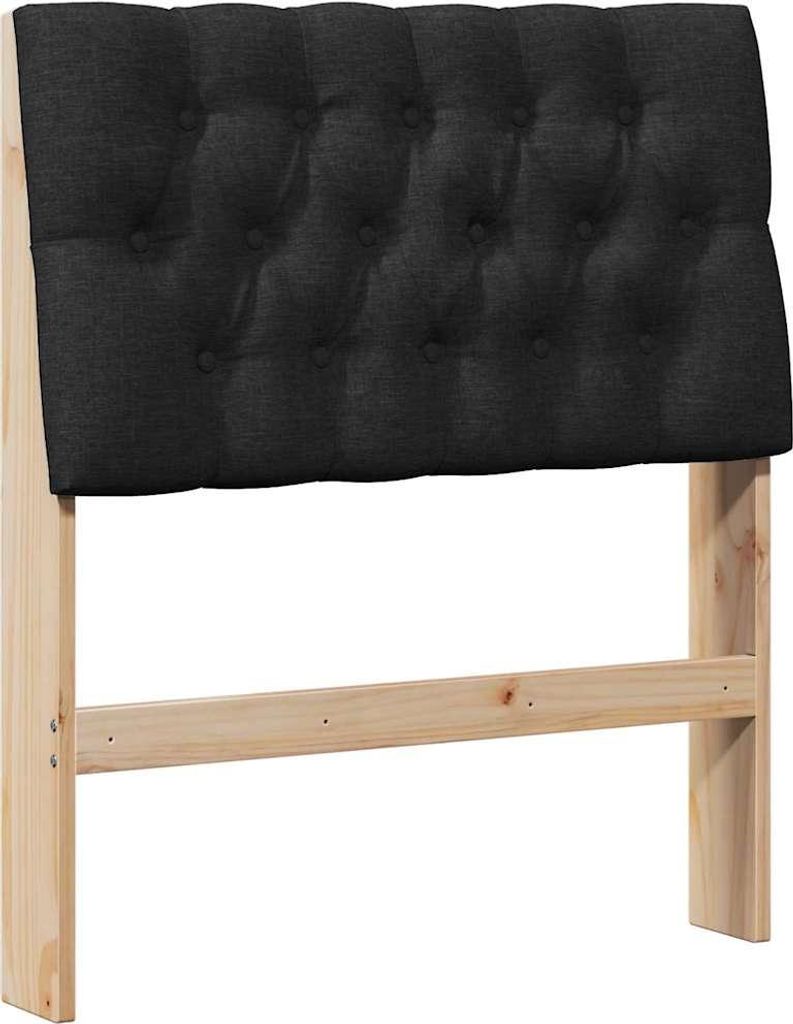 vidaXL Gepolstertes Kopfteil Schwarz 75 cm Massives Kiefernholz