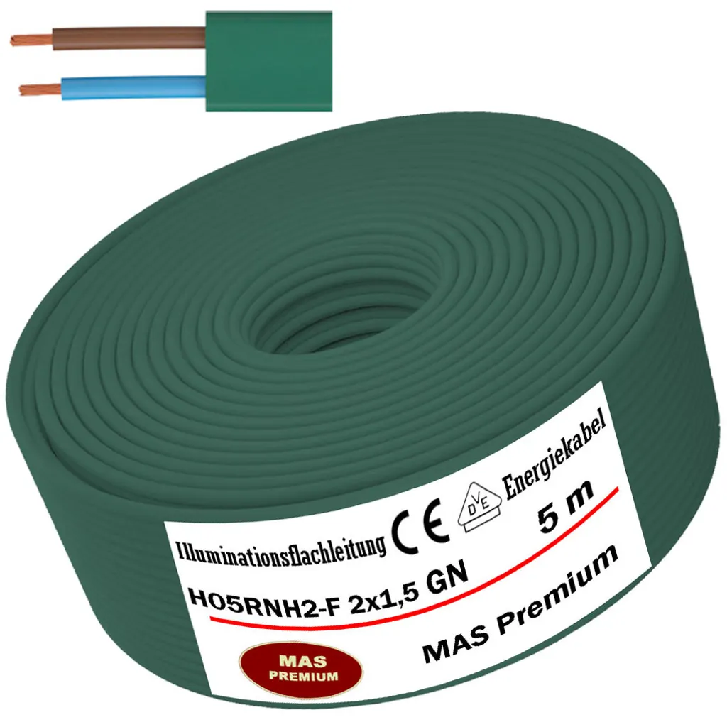 Câble plat H05RNH2-F 5m anti-feu et anti-huile - Solution éclairage 2x1,5