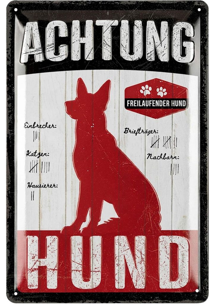 Warnung vor dem Hund Schilder, retro Blechschild vorsicht Produktbild 