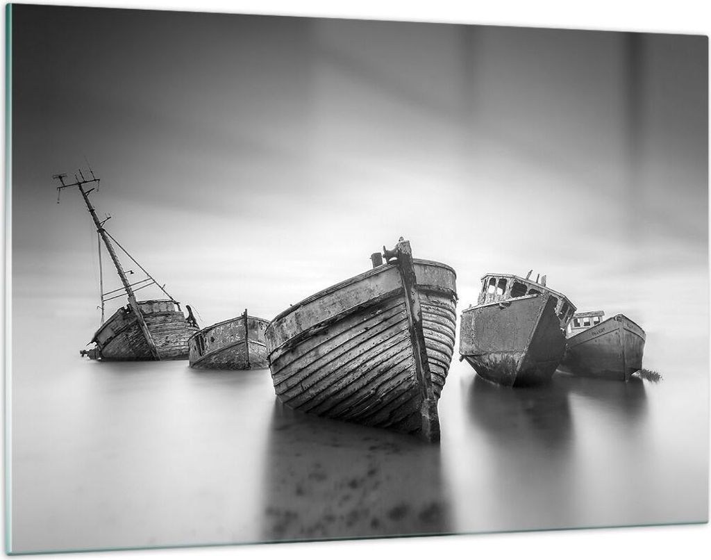Bilder auf glas - Einteilig - £ódŸ Wrack Schiff - 120x80cm - Glasbilder - Wandbilder - Bilder - zum Aufhängen bereit - Wanddekoration aus Glas ...