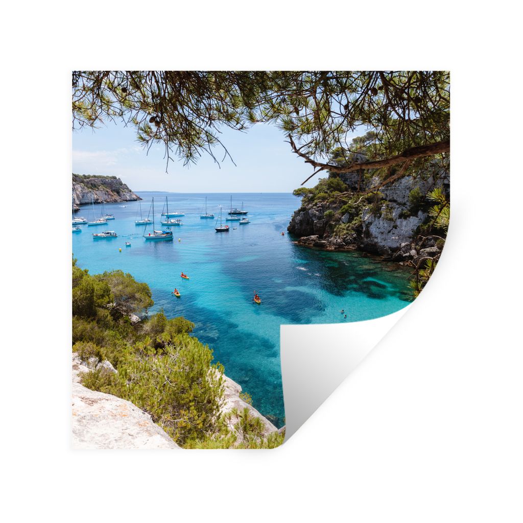 MuchoWow Wandtattoo Wandsticker Wandaufkleber Boot - Spanien - Meer 30x30 cm Selbstklebend und Repositionierbar - Repositionierbar - Wasser abwei...