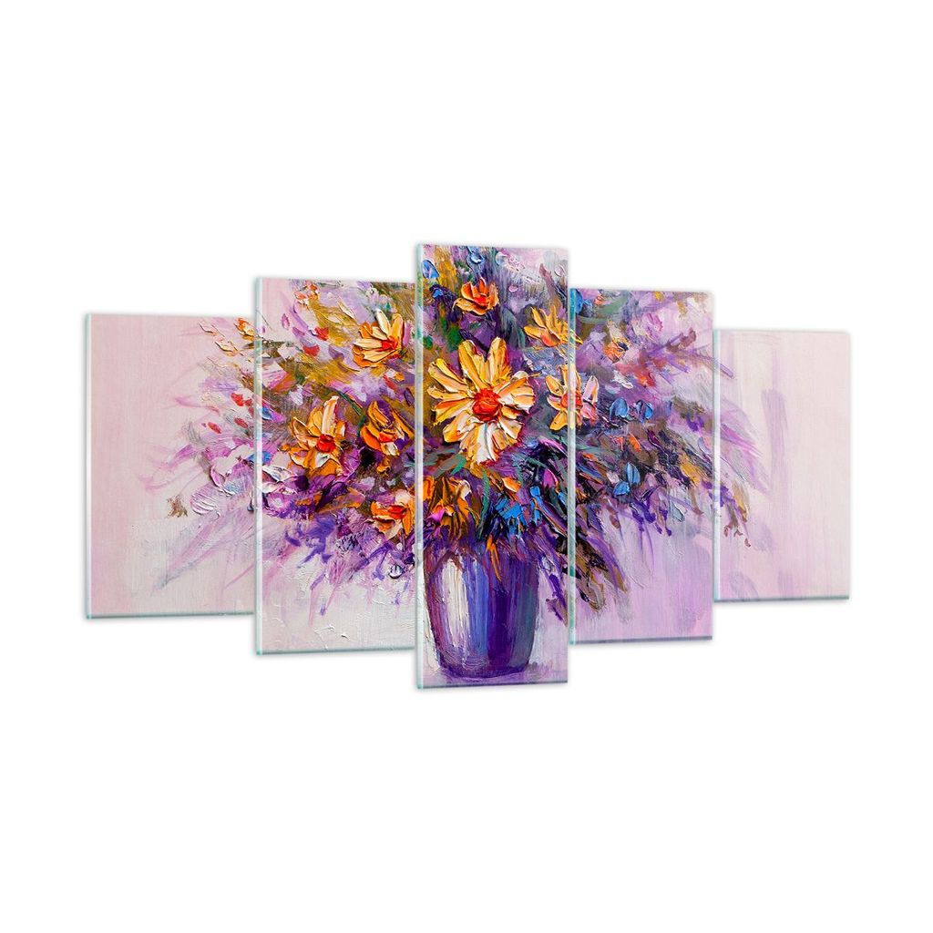 Bilder auf glas - Blumen Vase - 160x85cm - Glasbilder - Wandbilder - Bilder - Kunstdruck - zum Aufhängen bereit - Wanddekoration aus Glas - Glas B...