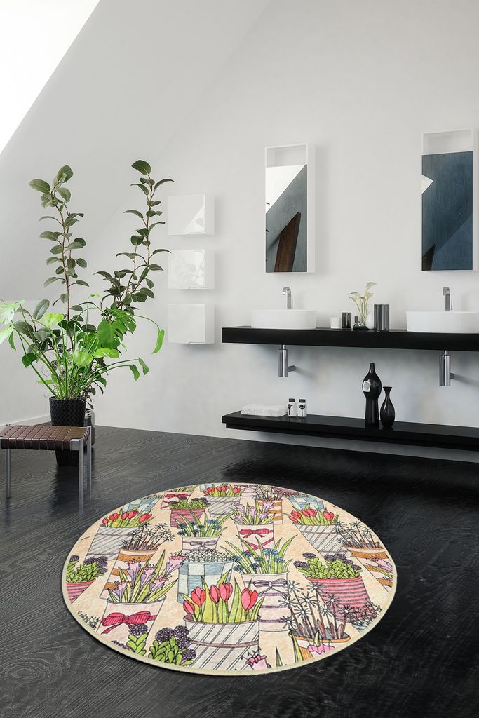 Mijolnir, Flowerpot- CHL1673, Bunt, Badematten, 700 gr/m², 100% Mikropolyamid