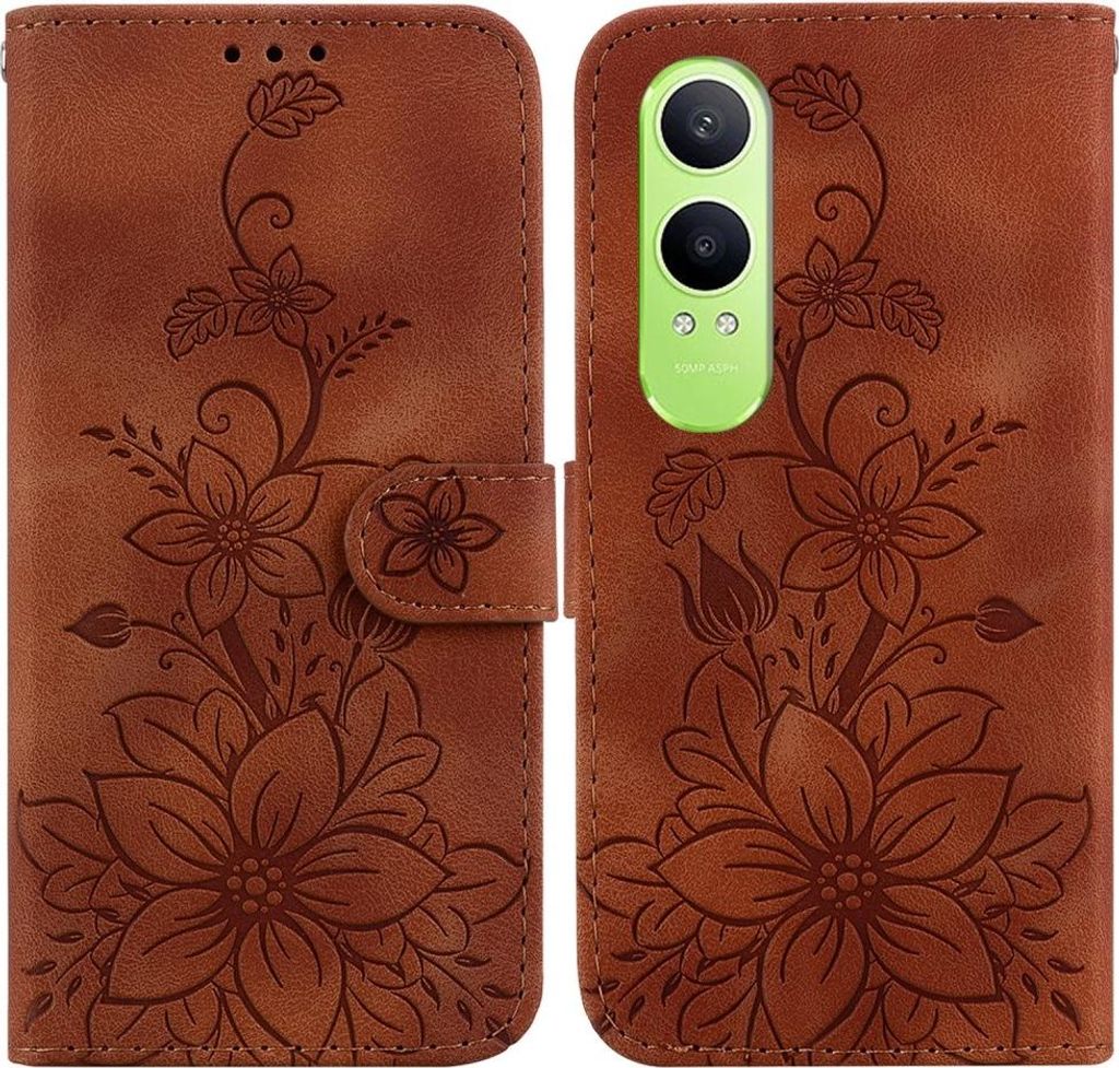 OnePlus Nord CE4 Lite 5G Hülle - Coverup Blumen Klapphülle - Braun