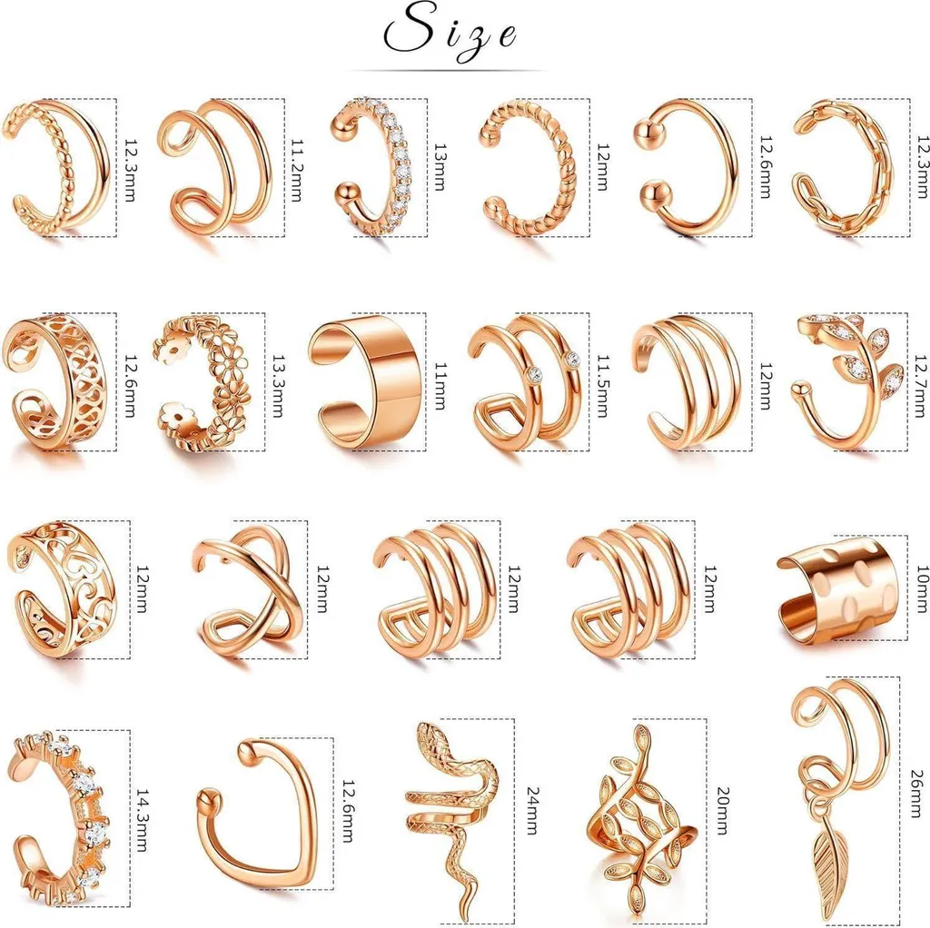 Boucles d'oreilles Clips et Ear Cuffs Lot de 22 Bijoux Fantaisie Femme - 6