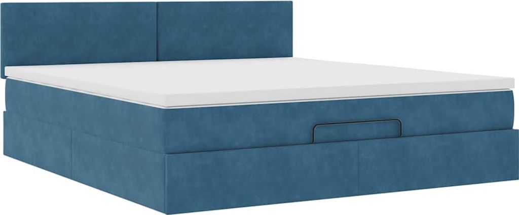 Ottoman-Bett mit Matratze Dunkelblau 180x200 cm Samt