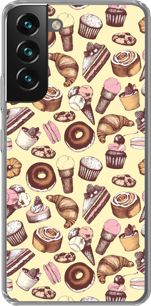 MuchoWow Handyhülle Schutzhülle Hülle für Telefoonhoesje Samsung Galaxy S22 Plus Mädchen - Essen - Kuchen - Muster - Mädchen - Kinder - Mä...