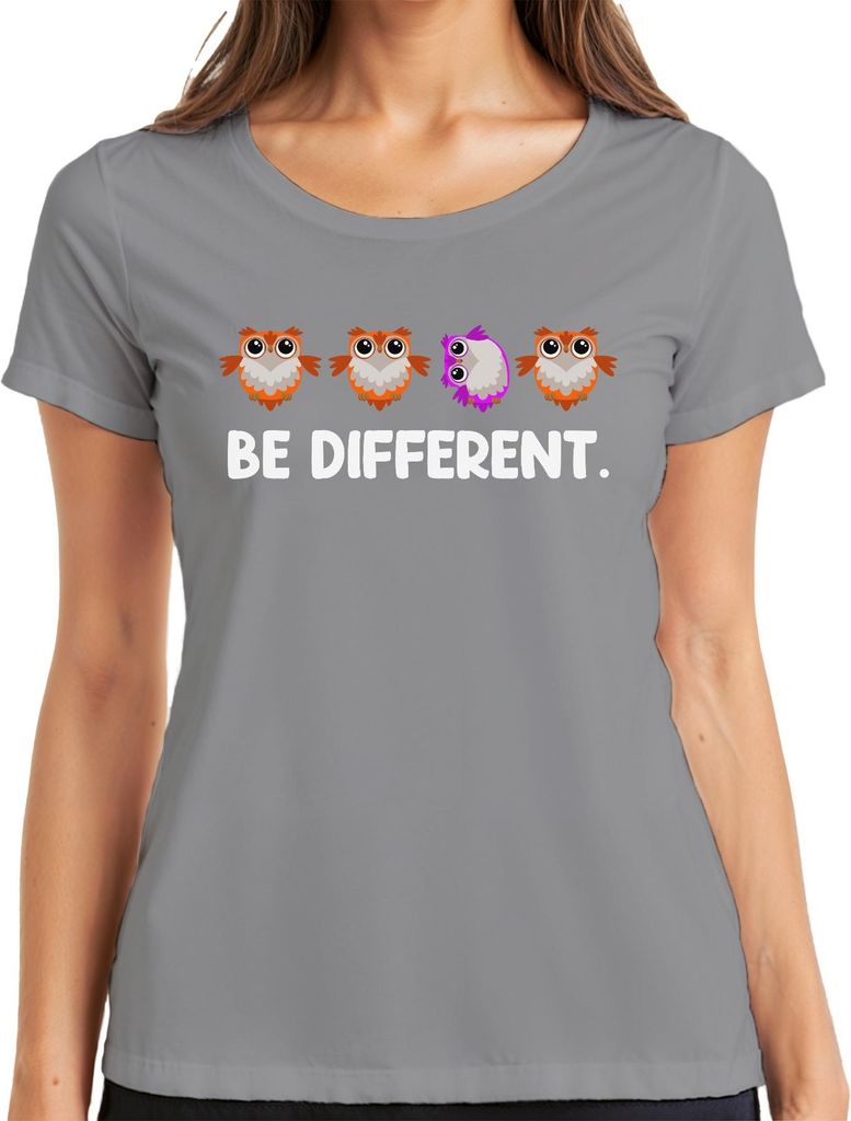 Be Different Eule Autismus niedlich Anderssein einzigartig mut Damen T-Shirt, Grau, L
