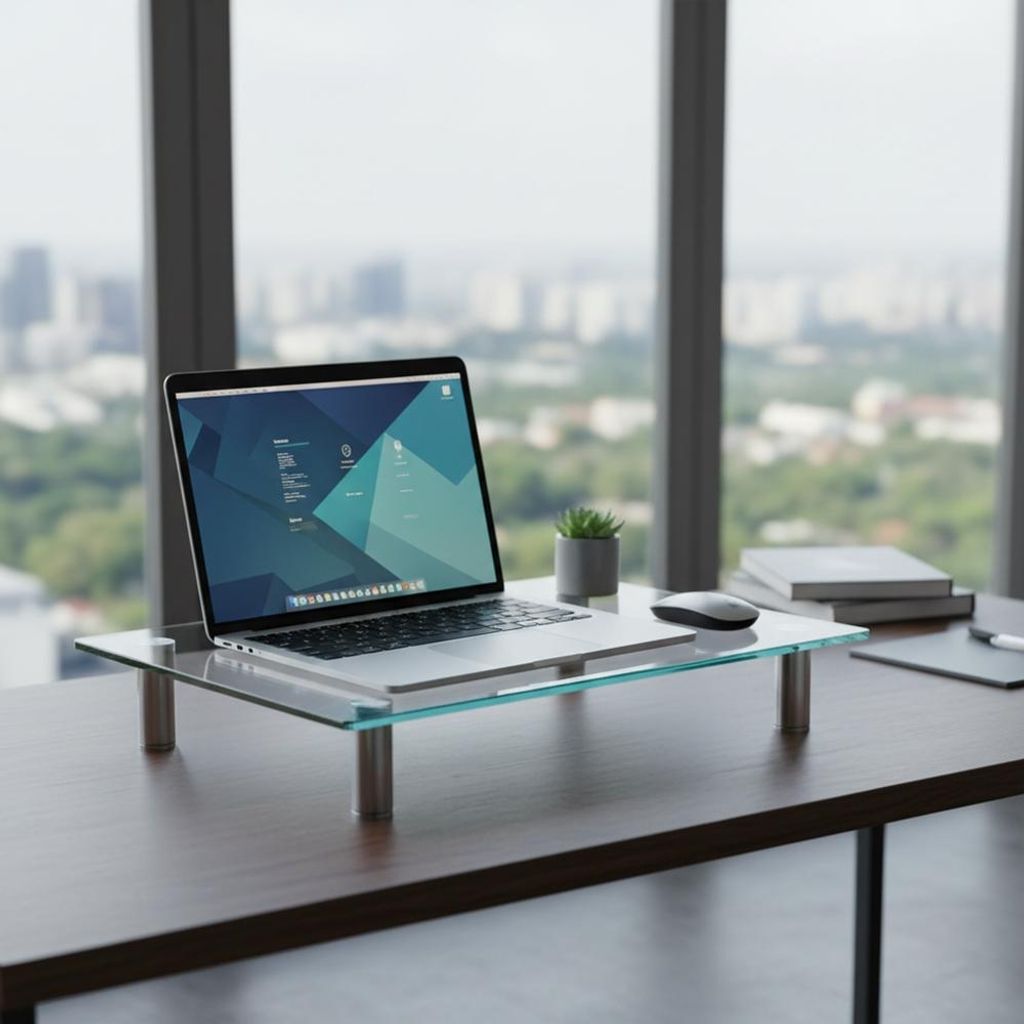 Monitorerhöhung Monitorständer aus Klarglas, 70x24x11 cm, Produktbild 