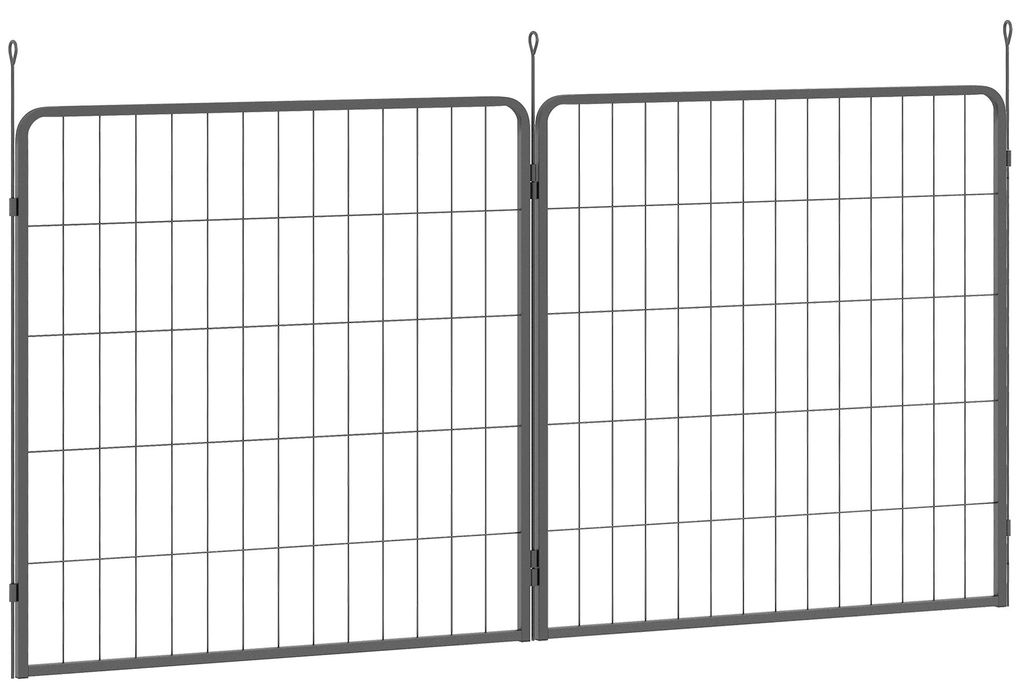 2er-Set Erweiterung für Welpengehege, Hundezaun-Paneele, Haustierspielplatz, Welpenzaun aus Stahl, Grau, 80x2x80 cm, 2er Set