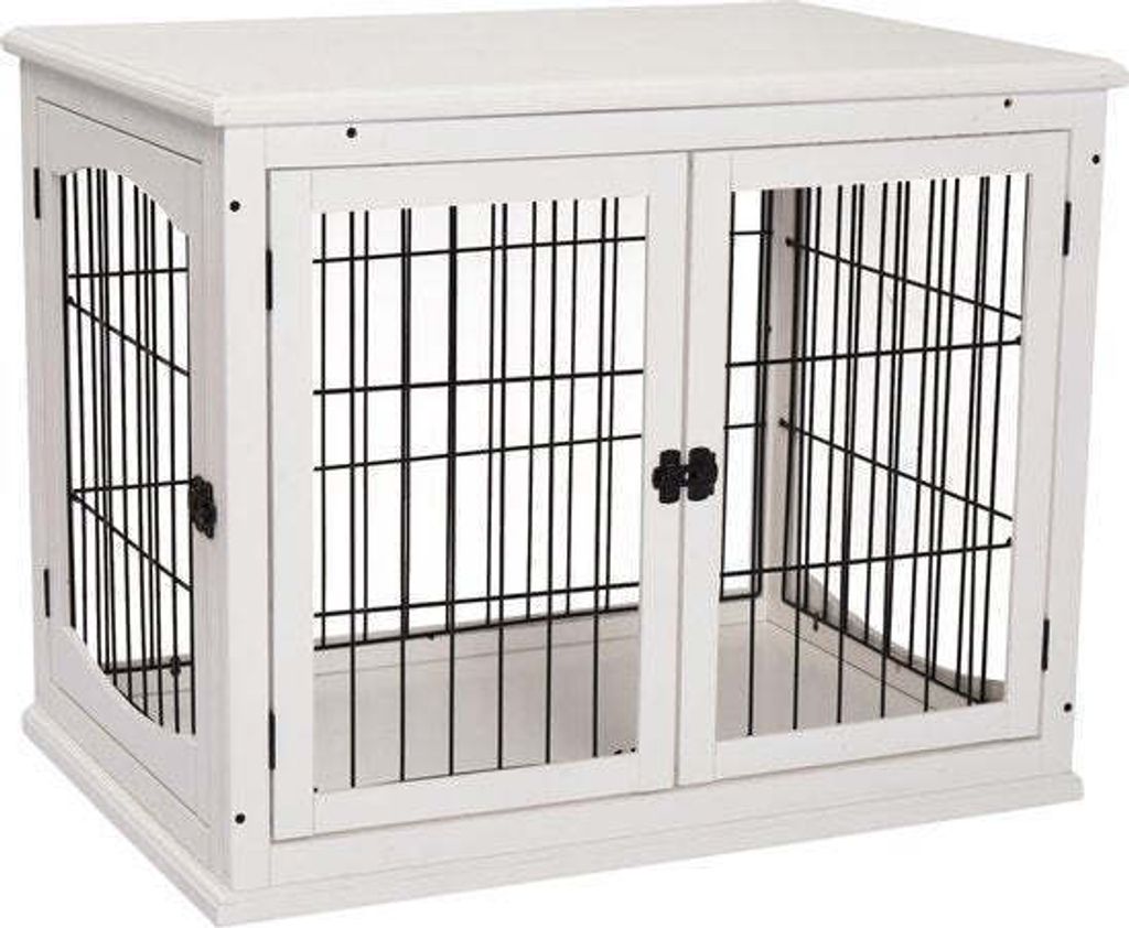 Paws Paws Hundekäfig für Zuhause 2 Türen MDF Metall weiß Produktbild 