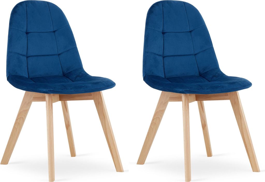 Stuhl SORANO dunkelblau, mit Samt bezogen, Holzbeine aus Buchenholz, Maße 45x82x54 cm, für das Wohnzimmer, die Küche, 2 Stück, Belastung bis 11...