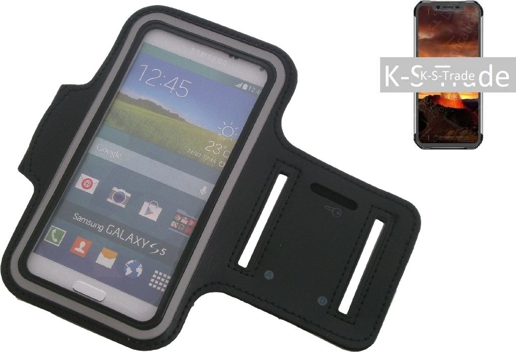 Kompatibel mit Huawei Y6 (2018) Neopren Jogging Armband Sportarmband Oberarmband schwarz kompatibel mit Huawei Y6 (2018) mit Reflektor Streifen.