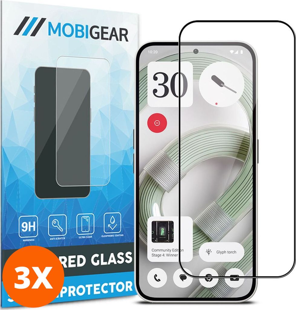 Mobigear Premium 9.98 Nothing Phone (2a) Plus Panzerglas Gehärtetes Glas Displayschutz - Hüllenfreundlich (3er Pack)