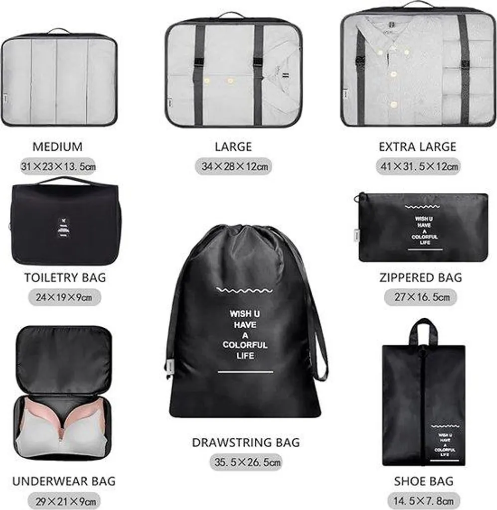 Organiseurs de valise étanches et légers avec filet de rangement
