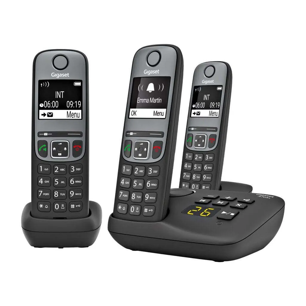 Téléphone Fixe pour Maison Gigaset A705A Trio avec Répondeur Noir Chic
