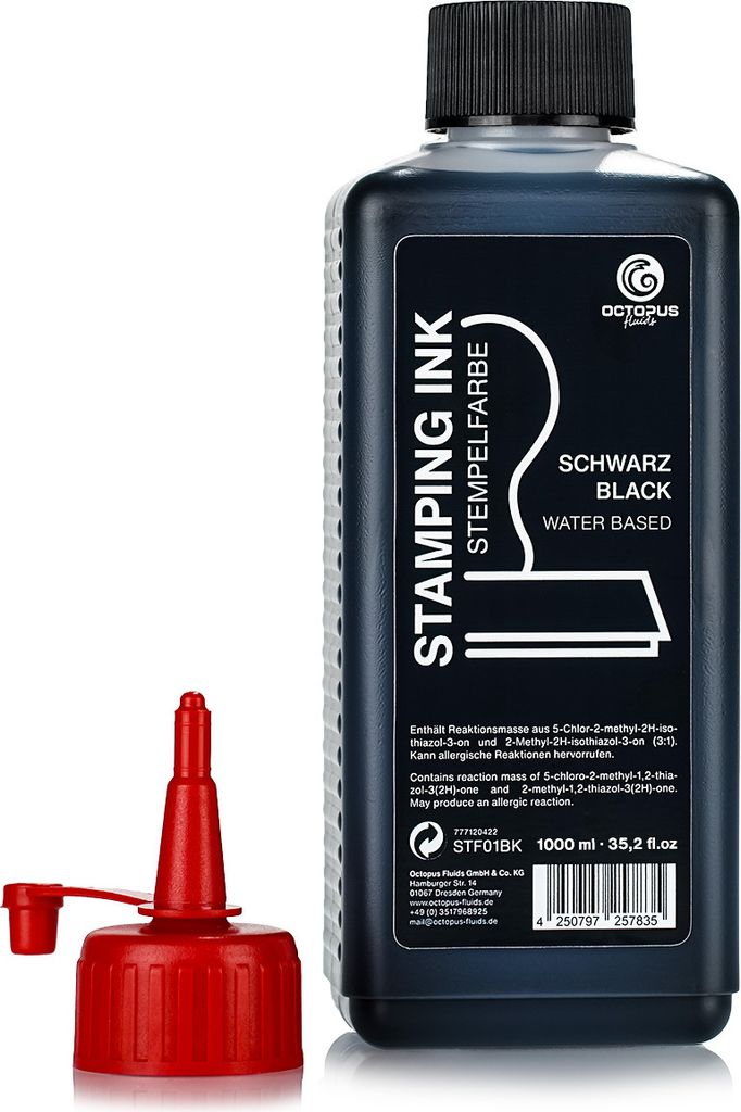 Stempelfarbe für Stempelkissen und Selbstfärber ohne Öl, schwarz 1000ml