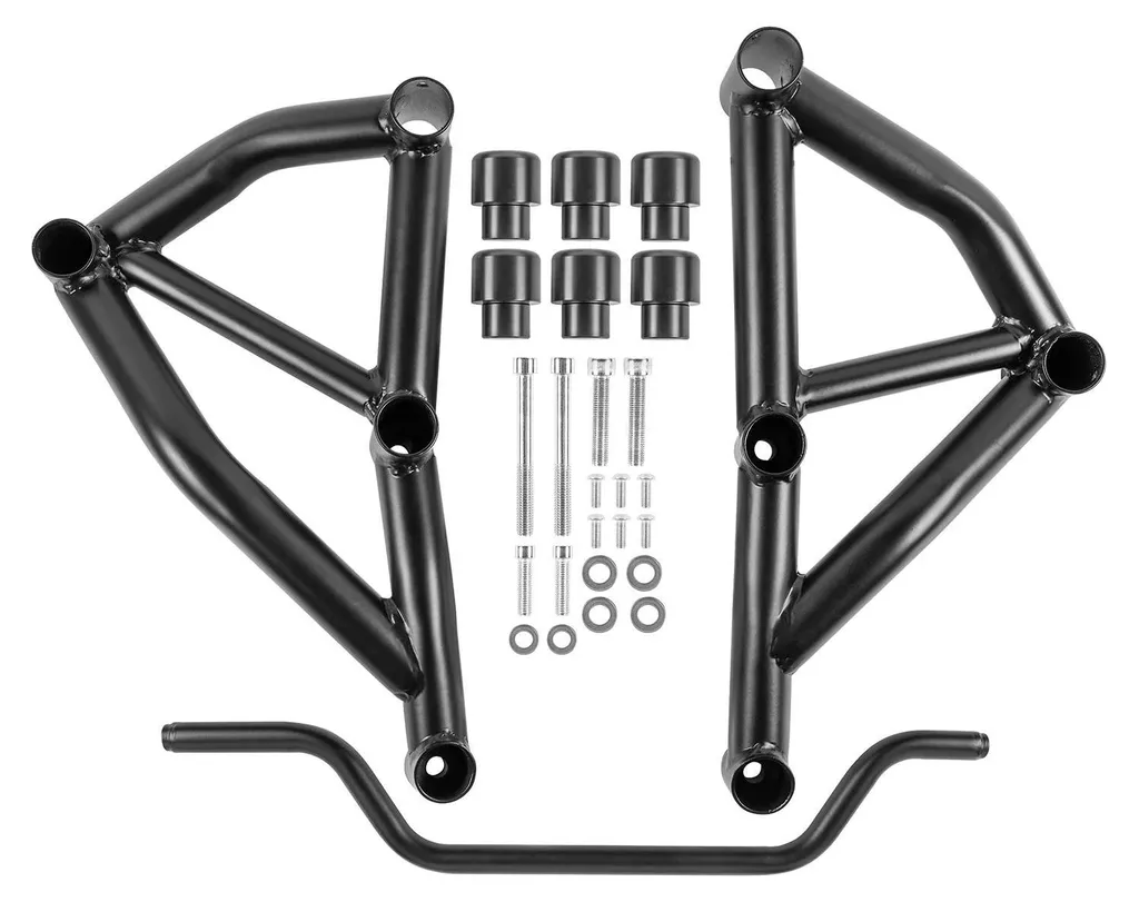 Arceau de protection moteur en acier noir pour cadre de moto robuste
