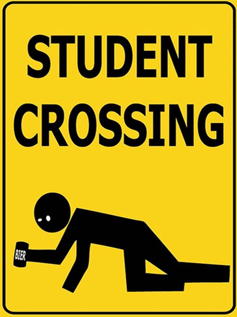 vianmo Holzschild 40x30 cm student crossing Bier