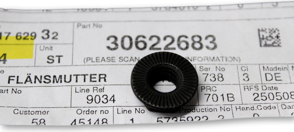 VOLVO S60 S90 V60 V90 XC60 XC90 Sitzrahmenflanschmutter OE 30622683