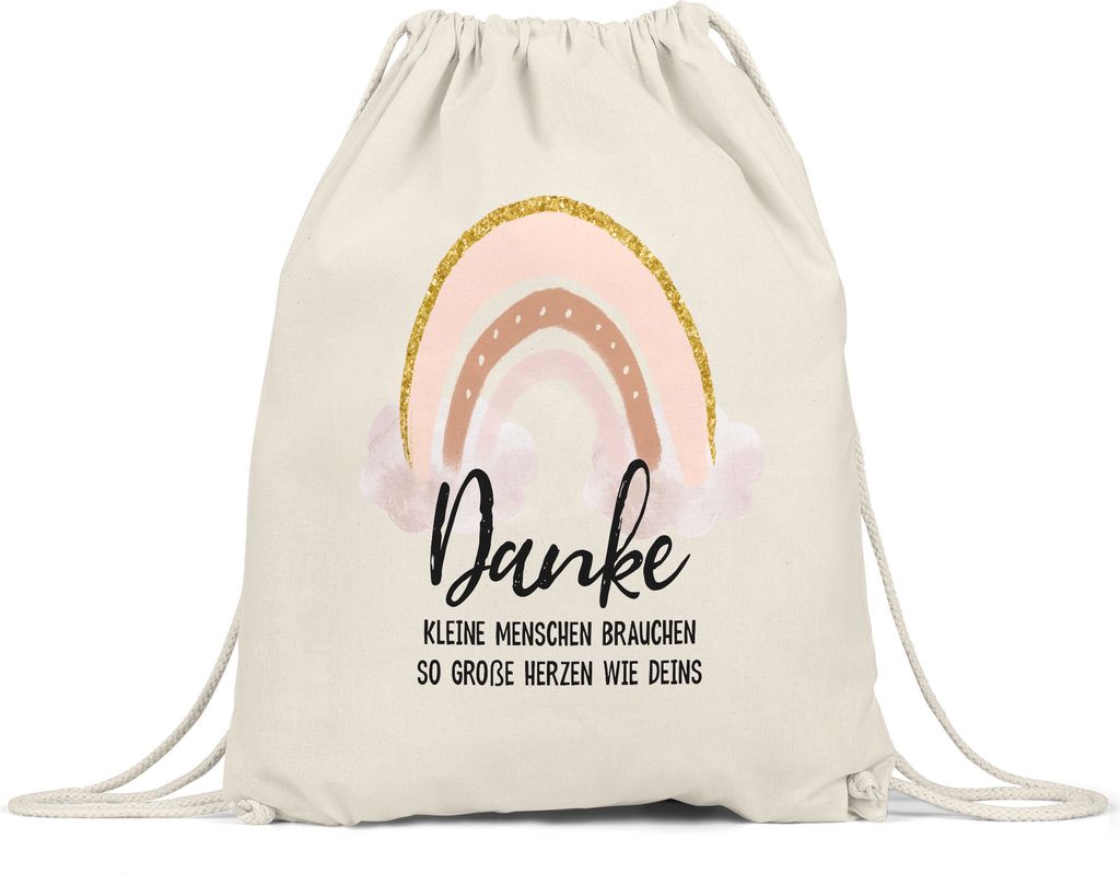 Danke Kleine Menschen Brauchen So Große Herzen Wie Deins Turnbeutel Gymsack Erzieherin Kindergarten Tagesmutter