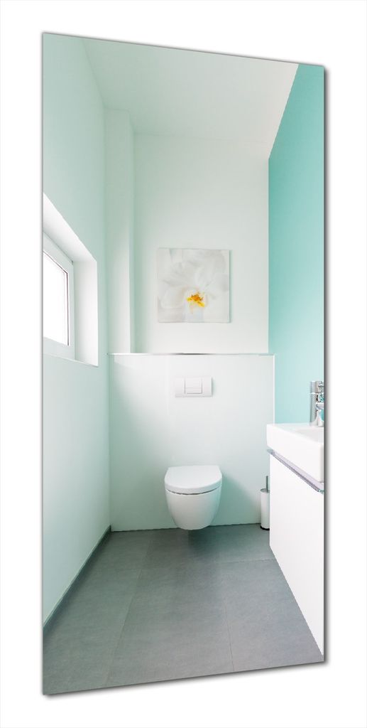 Wallario selbstklebende Duschrückwand 80 x 180 cm mit Motiv Badezimmer Gästetoilette Innenansicht - WC und Waschbecken - Wandverkleidung mit Hoch...