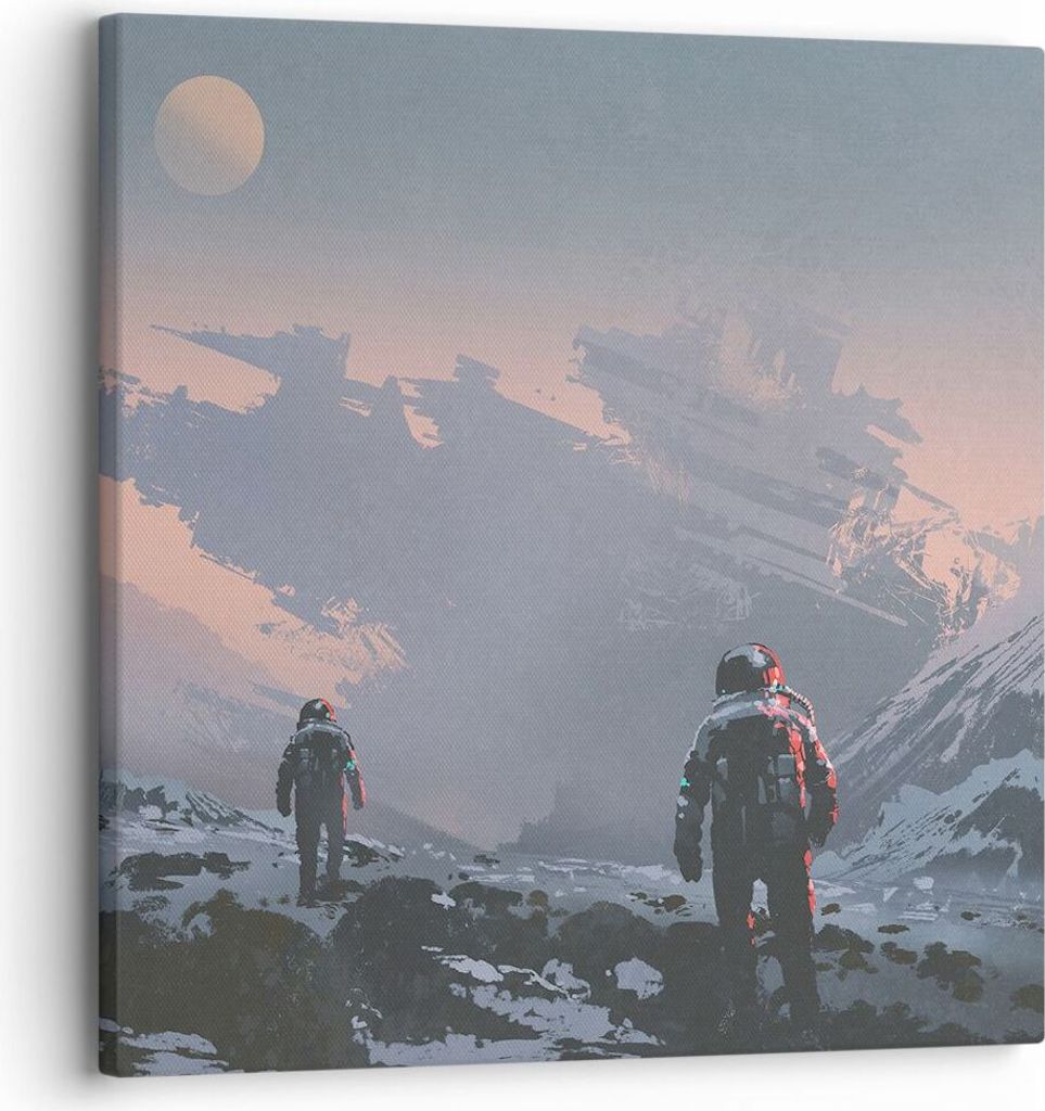 Bild auf Leinwand - Leinwandbild - Kosmos Planet - 30x30cm - Wand Bild - Wanddeko - Wandbilder - Leinwanddruck - Bilder - Kunstdruck - Wanddekorati...