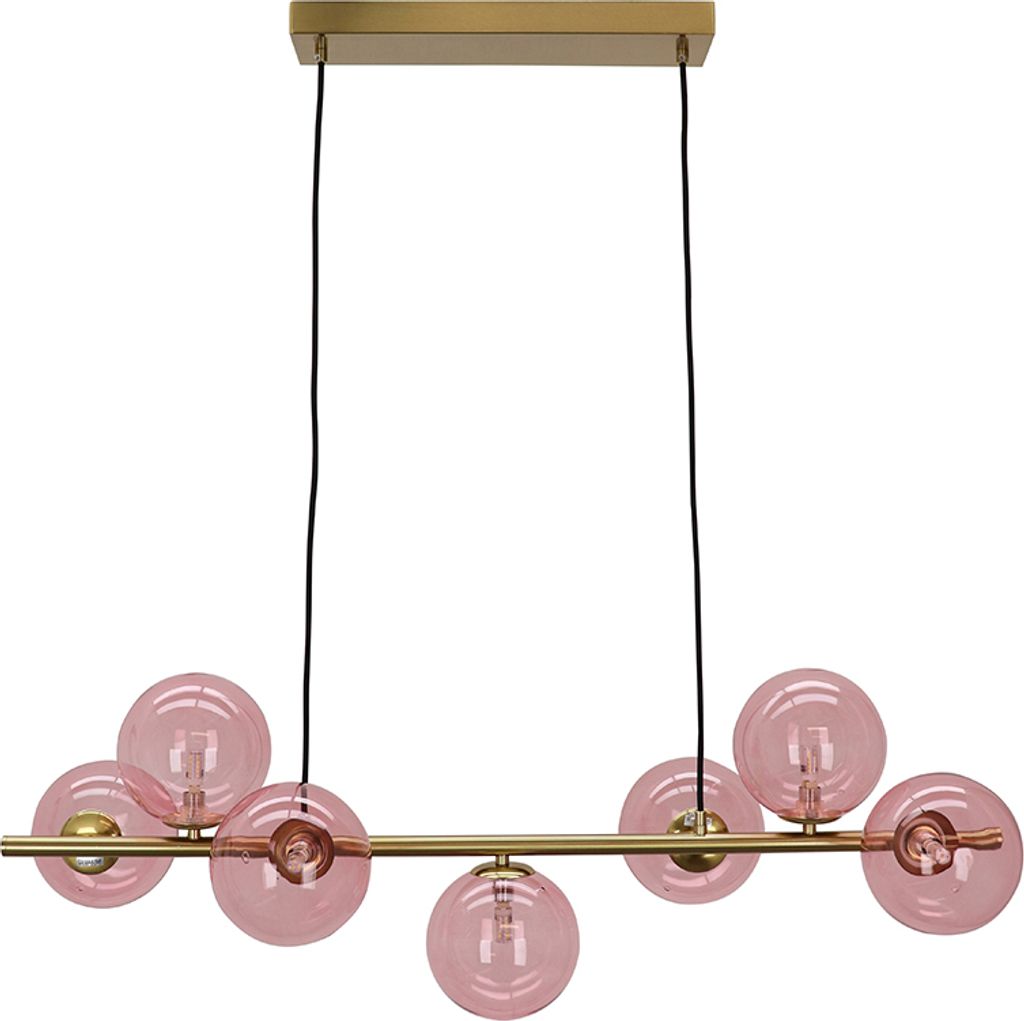 Olucia - REMO - Pendelleuchte - Rosa / Messing - 7 Watt Produktbild 