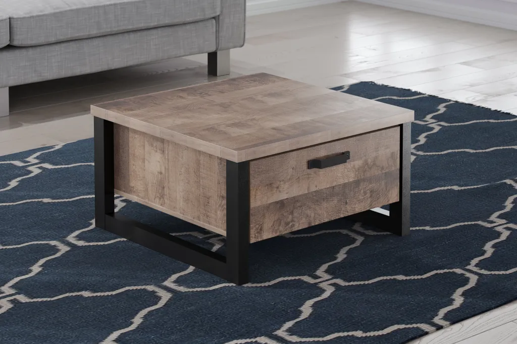 Table Basse Emile en Chêne - Solution Rangement Salon 2 Tiroirs Bois