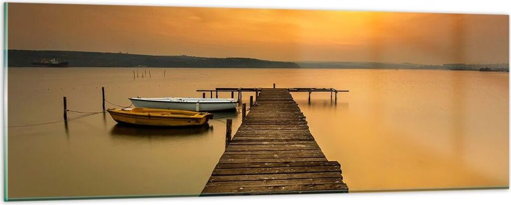 Bilder auf glas - See Brücke - 90x30cm - Glasbilder - Wandbilder - Bilder - Kunstdruck - zum Aufhängen bereit - Wanddekoration aus Glas - Glas Bi...