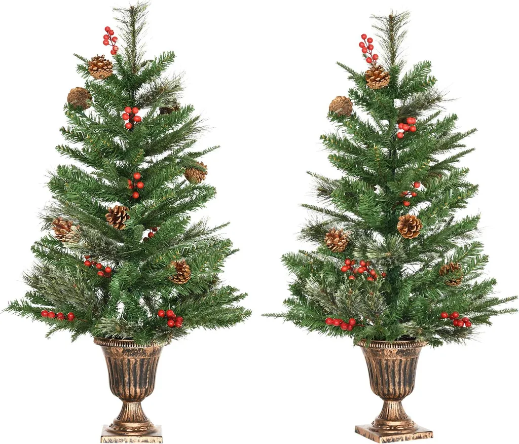 Petit sapin de Noël artificiel pour table et buffet - Lot de 2 de 90cm