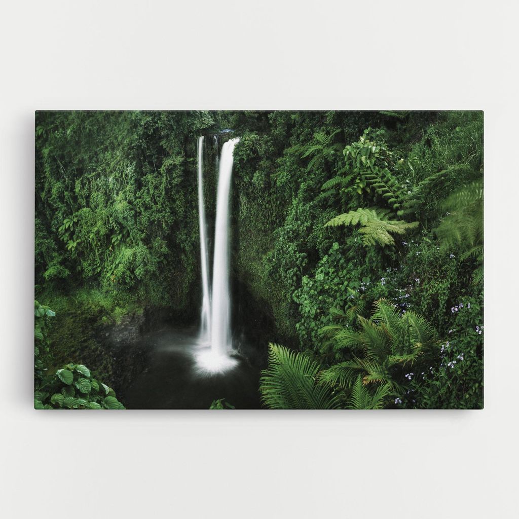 ARTHUB Leinwandbild 70x100 cm, Green Nature Waterfall | Wohnzimmerdekoration, Hängende Bilder, Wanddekoration, Heimdekoration, Landschaften, Was...