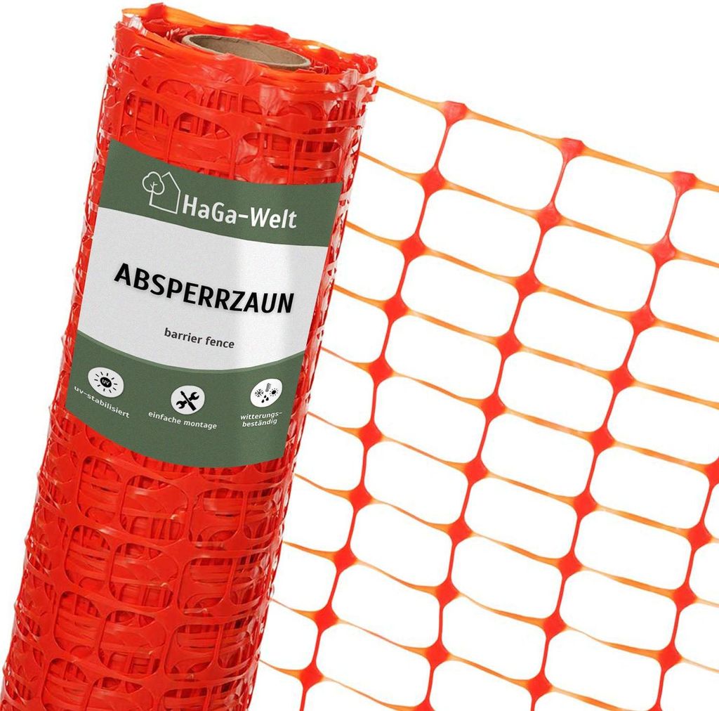 Absperrzaun 1,2m Bauzaun Zaun Baustellenzaun 120g/m² in versch. Farben – orange / 50 Meter