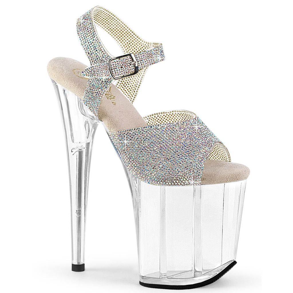 FLAMINGO-808N-RS Damen Sandale von Pleaser, Silber EU 38, US 8