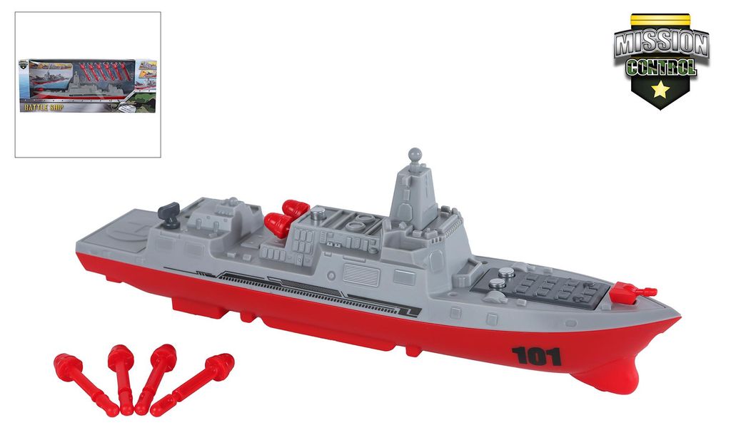 Van Manen Marineschiff Spielzeug mit Schussfunktion, 24cm - Produktbild 