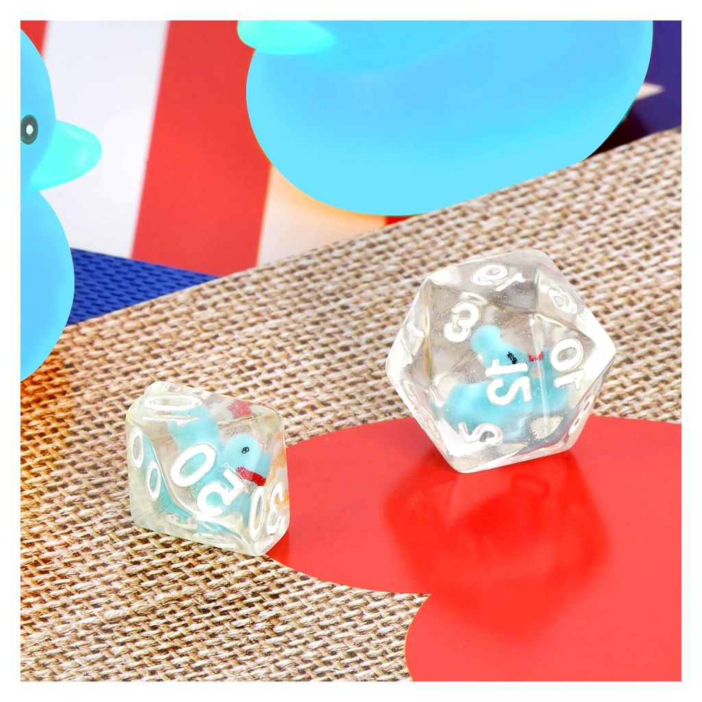 Entenwürfel, Polyedrische RPG-Würfel, DND-Würfelset mit Ente, 7-teilig, Blau