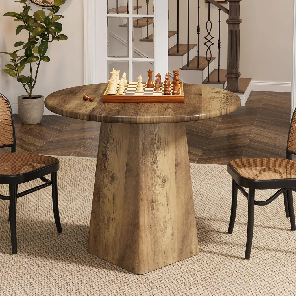 Table gain de place ronde marron 80 cm pour optimiser l'espace