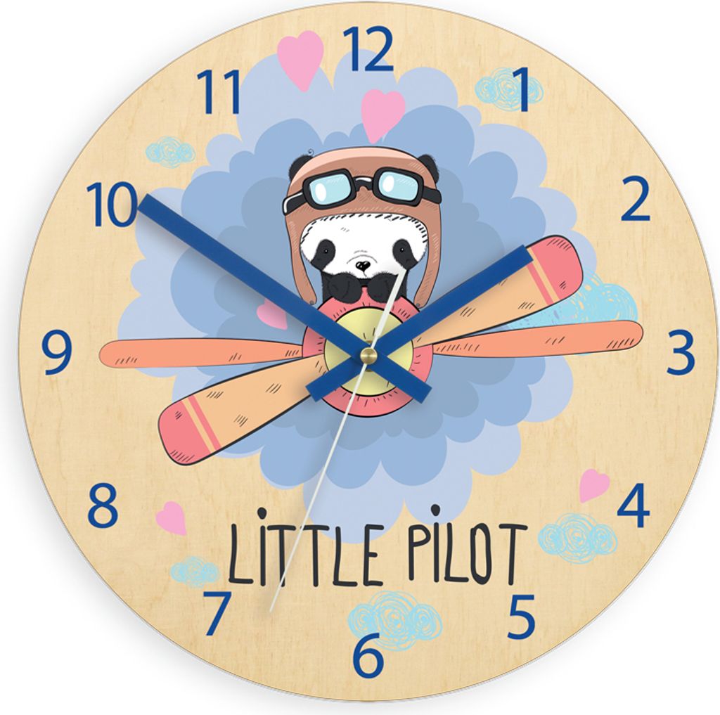 ModernClock, wanduhr, Silent Wanduhr, Wanduhr für Kinder Panda pilot 30cm