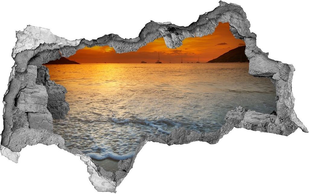 Selbstklebender Loch-3D-Aufkleber 95x73 cm Sonnenuntergang Meer