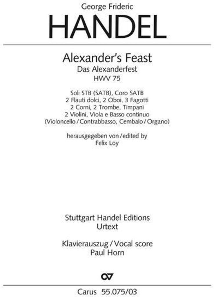 Alexander's Feast, Klavierauszug