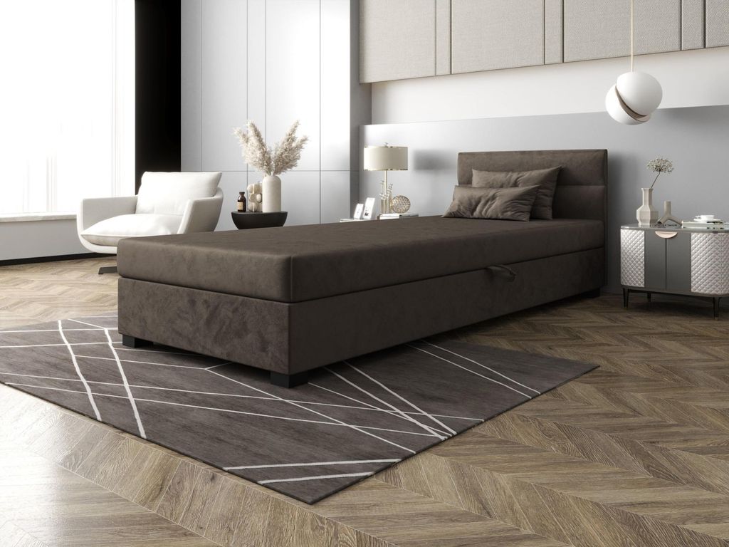 Einzelbett mit Polsterung 100x195 NALINDA 1 - dunkelbraun