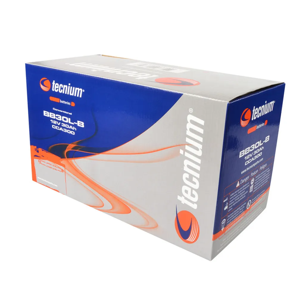 Batterie Plomb Acide TECNIUM BB30L-B 12V 30Ah pour Démarrage Moto Classique