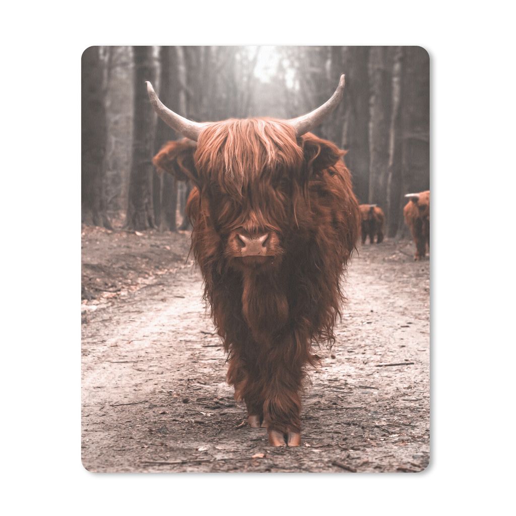 MuchoWow Mauspad Mousepad Schottischer Hochländer - Wald - Kuh - Tiere - Natur 19x23 cm - Mousepads - Maus Mat - Pad - Mausunterlage - Mauspads ...