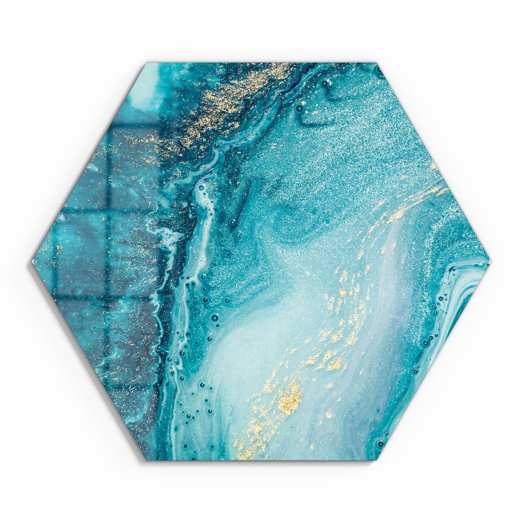 DEQORI Glasbild Echtglas 40x35 cm 'Meer aus Marmor' Wandbild Bild modern Deko